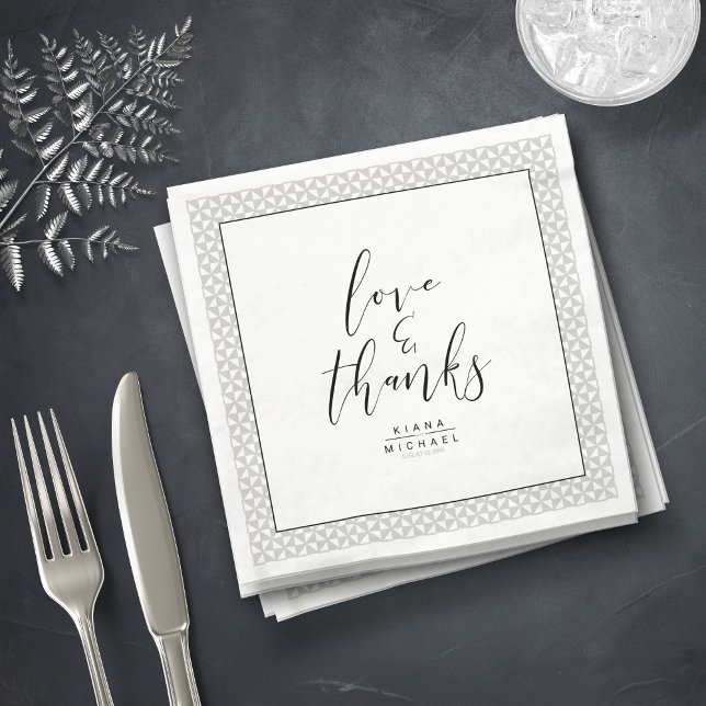 Simply Minimalist Wedding Thanks Black ID523 Napkin (Creator Uploaded)