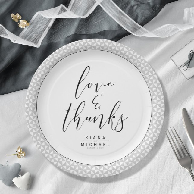 Simply Minimalist Wedding Thanks Black ID523 Paper Plate (Creator Uploaded)