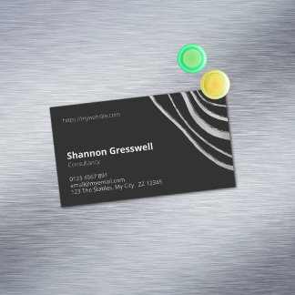 Simply Modern Black with Silver Accent Magnetic Business Card