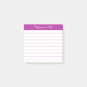 Simply Modern Dark Pink Personalized Lined Post-it Notes