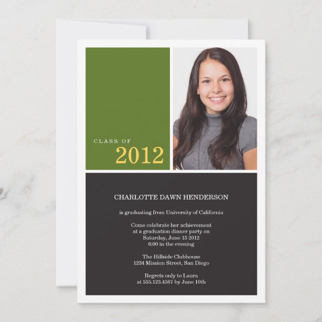 Simply modern green graduation class of invitation (Front)