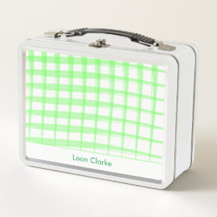 Simply Modern Green Lattice Design Metal Lunch Box