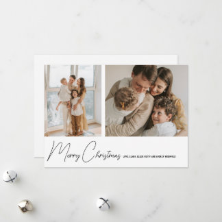 Simply Modern Merry Christmas Script 2 Photo Holiday Card