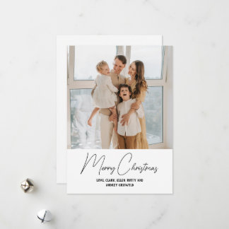 Simply Modern Merry Christmas Script Vertical Holiday Card