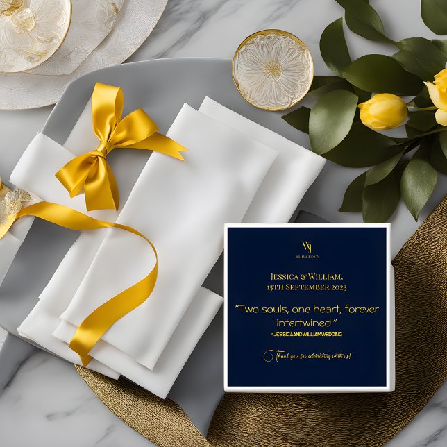 Simply modern Navy Blue and Gold Wedding Napkins (Creator Uploaded)