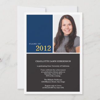 Simply modern navy graduation class of invitation