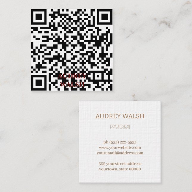 Simply modern Quar code Square Business Card (Front/Back)