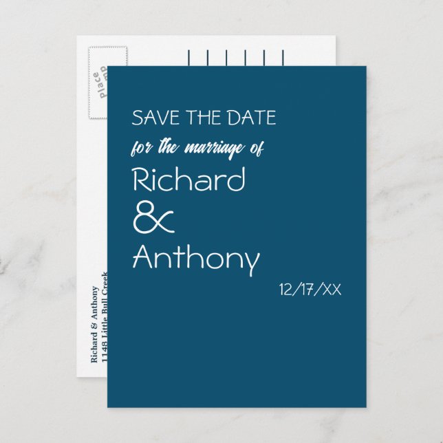 Simply Modern, Trendy Wedding Save the Date Announcement Postcard (Front/Back)