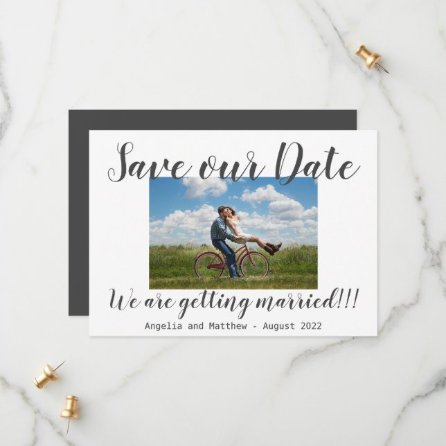 Simply Modern We Are Getting Married Photo  Save The Date (Front/Back In Situ)