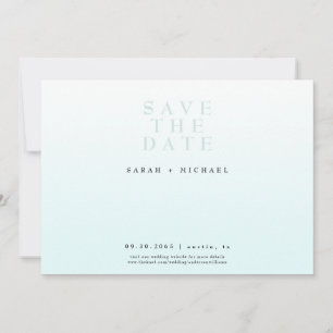 Simply Modern Wedding Ice Blue Gradient Save The Date