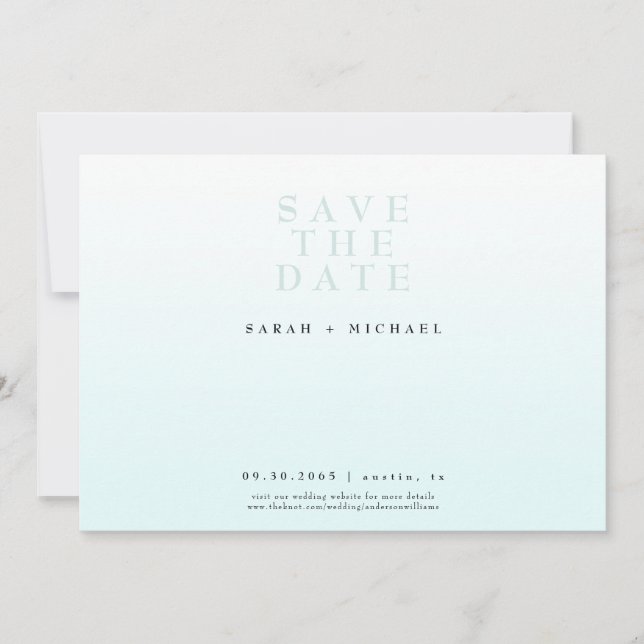 Simply Modern Wedding Ice Blue Gradient Save The Date (Front)
