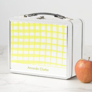 Simply Modern Yellow Lattice Design Metal Lunch Box