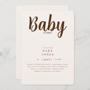 Simply Neutral Cream & Brown Baby Shower  Invitation