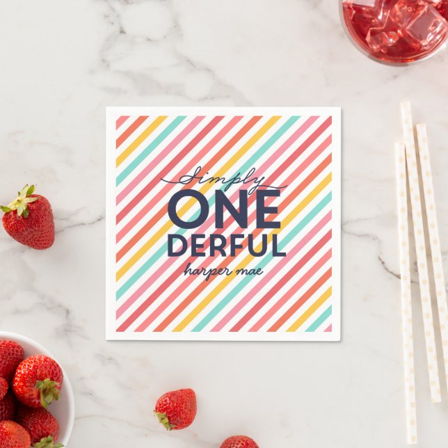 Simply One-derful 1st Birthday Napkins | Rainbow S (Insitu)