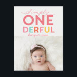 SIMPLY ONEDERFUL WONDERFUL POSTCARD<br><div class="desc">SIMPLY ONEDERFUL. MARK YOUR LITTLE ONES SPECIAL DAY WITH STYLE IN THIS FIRST BIRTHDAY PHOTO CARD. PART OF A COLLECTION.</div>
