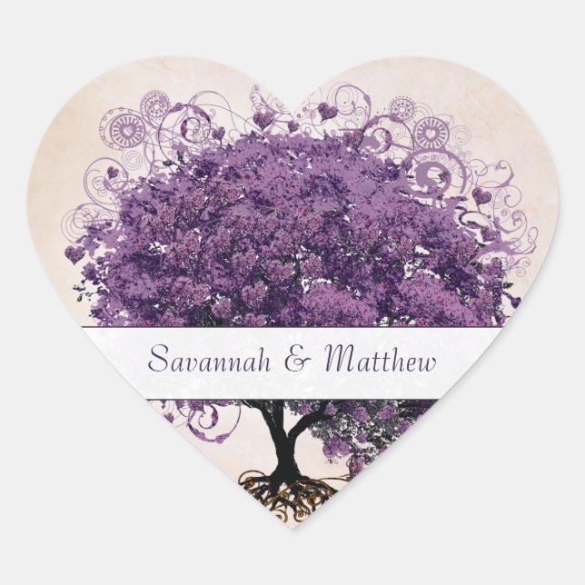 Simply Peachy  Heart Leaf Tree Wedding Seal (Front)