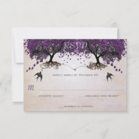 Simply Peachy Purple Vintage Heart Leaf Tree RSVP