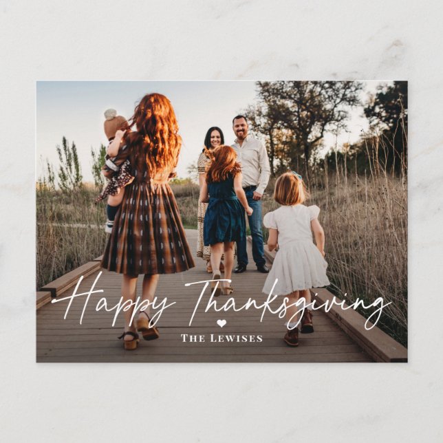 Simply Penned Thanksgiving Photo Card Postcard (Front)