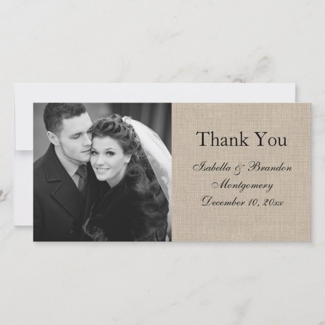 Simply Perfect Burlap Thank You Photo Card (Front)