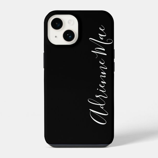 Simply Personalised Modern Script Black iPhone Case (Back)