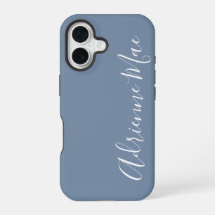 Simply Personalised Monogram Name Dusty Blue iPhone 16 Case