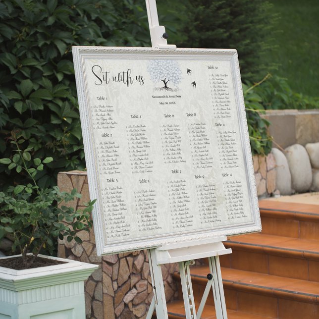 Simply Pink Heart Leaf Tree Love Bird Wedding Poster (Creator Uploaded)