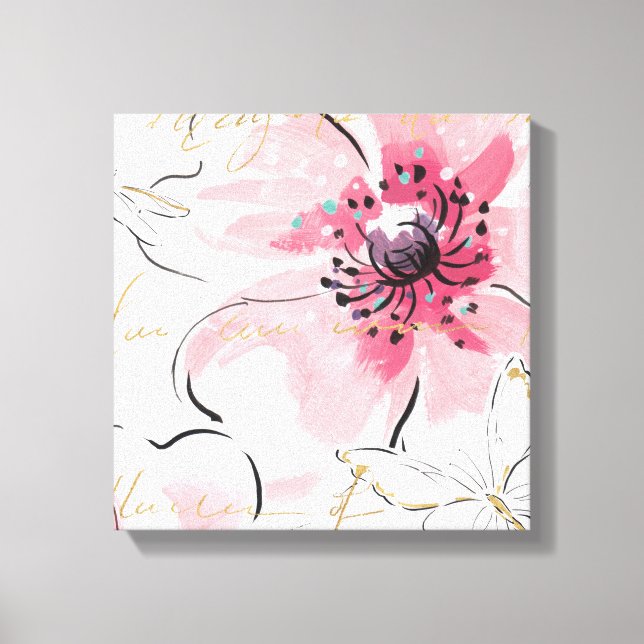 Simply Pink | Watercolor Floral Canvas Print (Front)