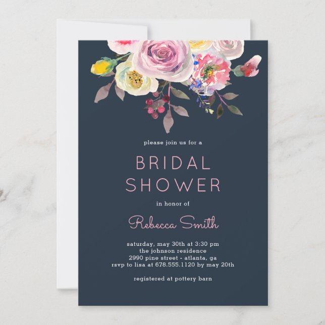 Simply Pretty EDITABLE COLOR Bridal Shower Invite (Front)
