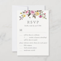 Simply Pretty Wedding RSVP with Menu Options