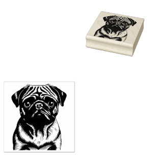 Simply pug rubber stamp