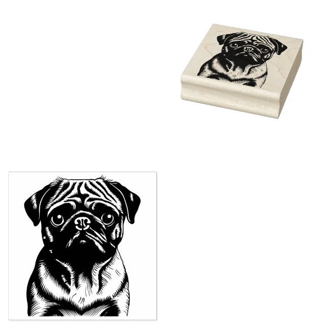 Simply pug rubber stamp (Stamped)