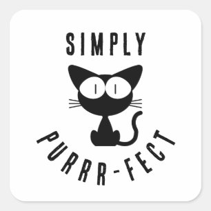 Simply Purr-fect funny quote Black Cat Square Sticker