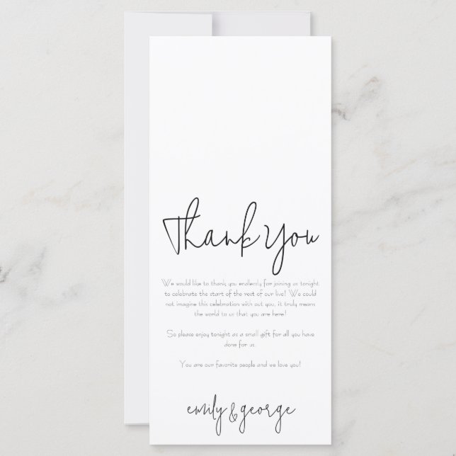 Simply Quaint Wedding Menu & Thank You Card (Back)