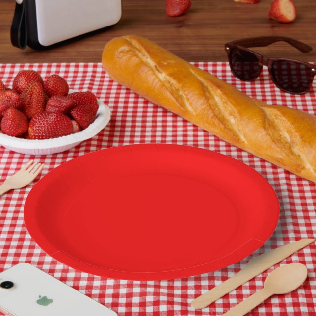 Simply Red Solid Colour Paper Plate (Picnic)