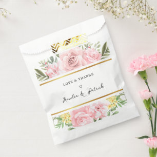 Simply Romantic Pink Rose Floral Wedding Favour Bags