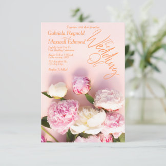 Simply Roses Pink Peony Floral Wedding Invitation