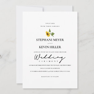 Simply Rustic Sunflowers Photo Wedding Invitation