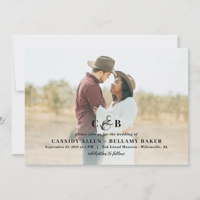 Simply Splendid Monogram Photo Wedding Invitation (Front)