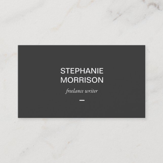Simply Stated Dk Grey Writer, Author Business Card (Front)