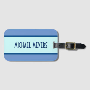 Simply Stripes ice blue + your backgr. & Name Luggage Tag