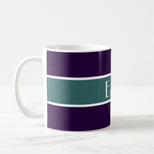 Simply Stripes ocean green + your backgr. & Name Coffee Mug (Left)