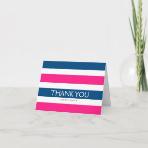 Simply Stripes Thank You Note Card / Navy Pink