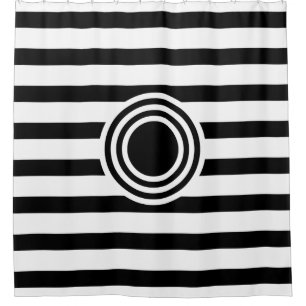 Simply Stripes white & Dots black and white Shower Curtain