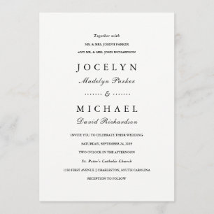Simply Stylish Black and White Wedding Invitation