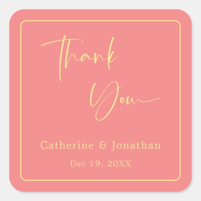 Simply Stylish: Elegant Monogrammed Wedding Square Sticker (Front)