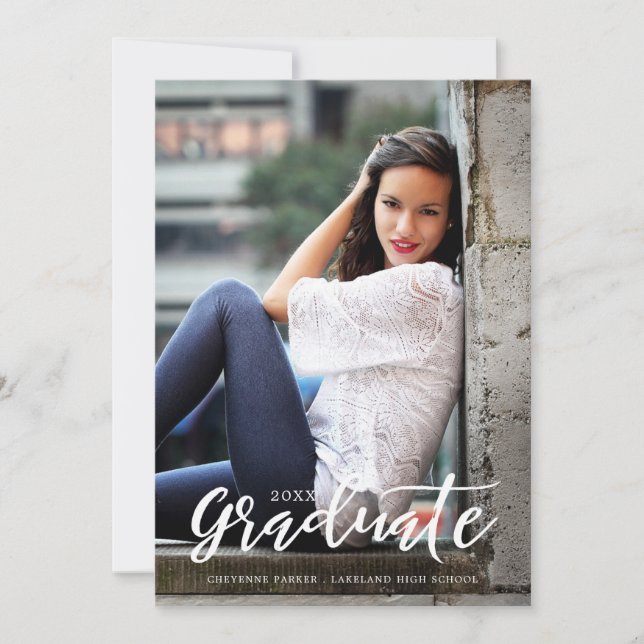 Simply Stylish | Graduation Announcement | White (Front)