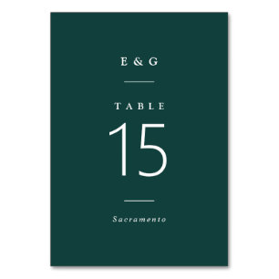 Simply Stylish   Modern Emerald Green Wedding Table Number