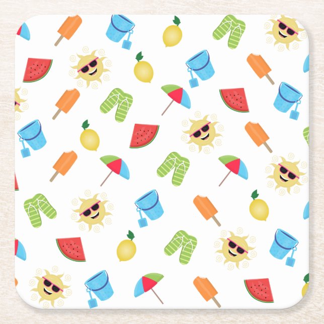 Simply Summer Square Paper Coaster (Front)