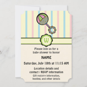 Simply Sweet Rattle Baby Shower Invitation