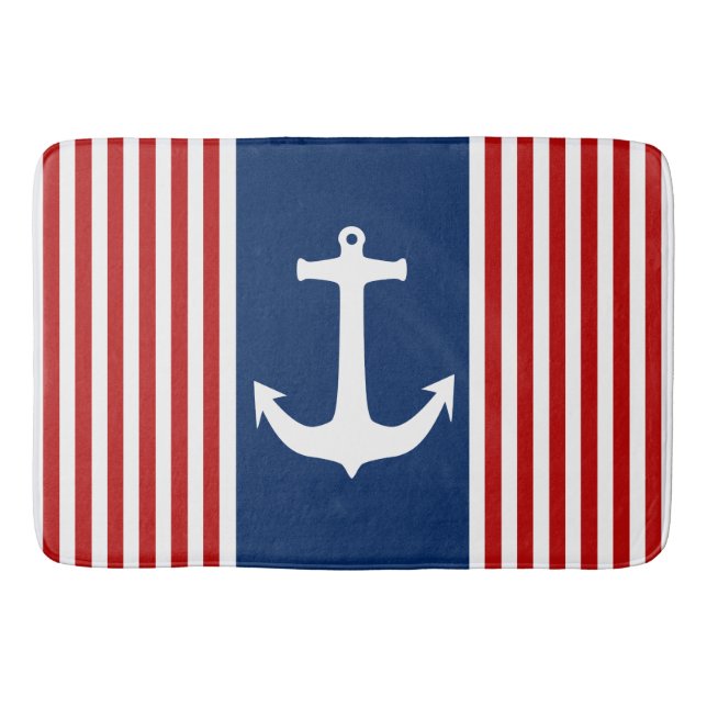 Simply Symbols - ANCHOR & STRIPES + your ideas Bath Mat (Front)